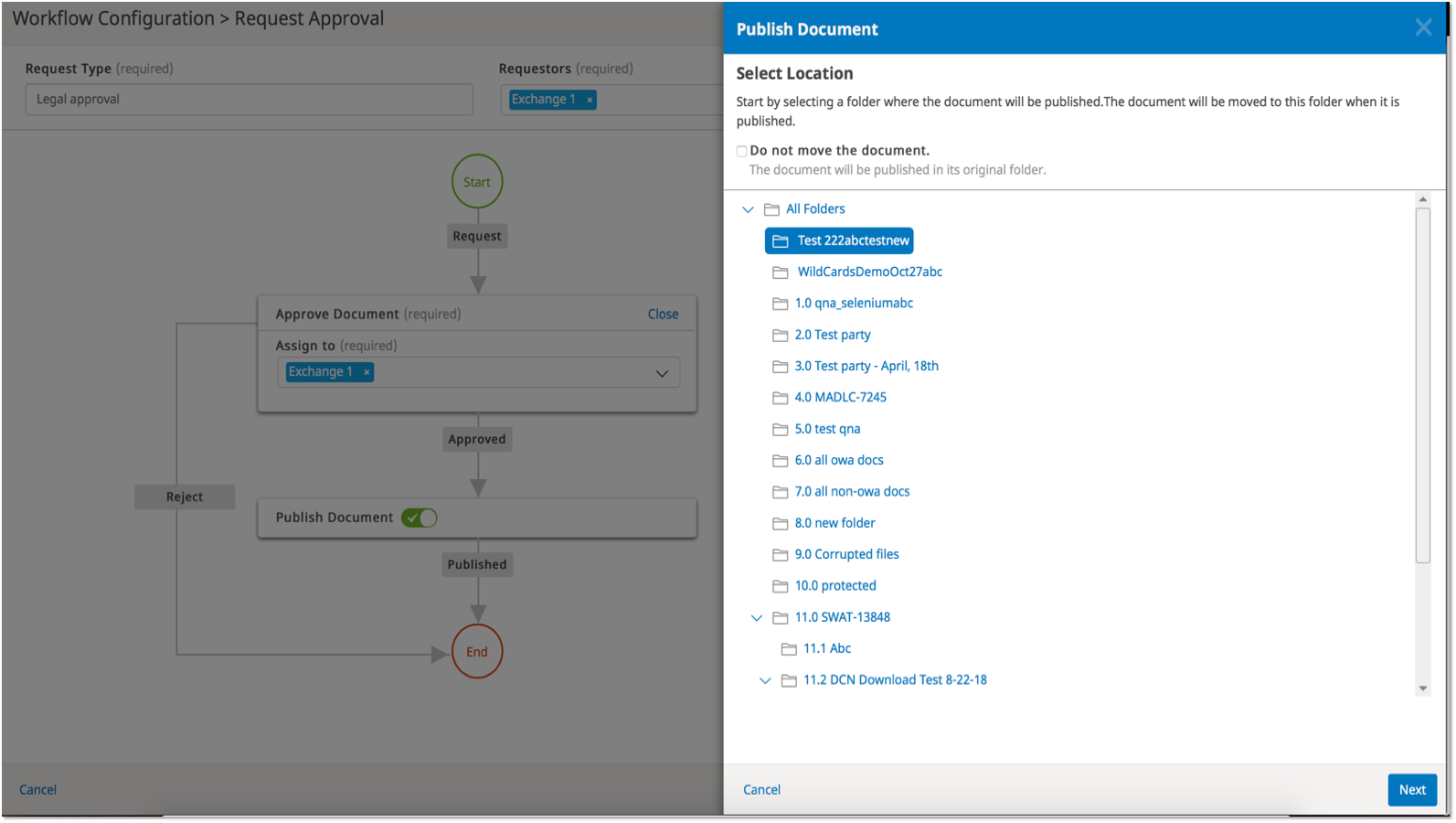 Auto Publish Documents Screen